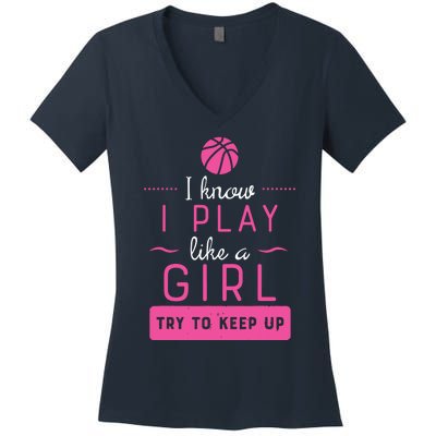 Basketball Shirts Basketball Gift For Female Basketball Player Women's V-Neck T-Shirt