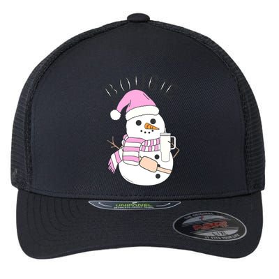 Boojee Snowman Bougie Snowman Stanley Boojee Holiday Flexfit Unipanel Trucker Cap