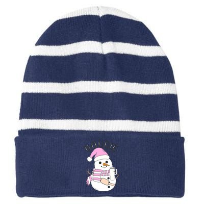 Boojee Snowman Bougie Snowman Stanley Boojee Holiday Striped Beanie with Solid Band