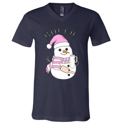 Boojee Snowman Bougie Snowman Stanley Boojee Holiday V-Neck T-Shirt