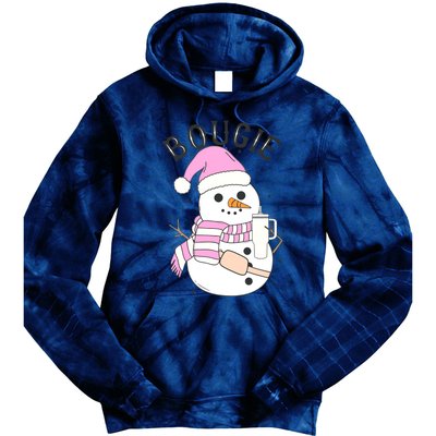 Boojee Snowman Bougie Snowman Stanley Boojee Holiday Tie Dye Hoodie