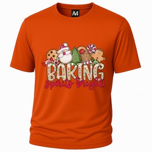 Baking Spirits Bright Christmas Baker Holiday Baking Team Gift Cooling Performance Crew T-Shirt