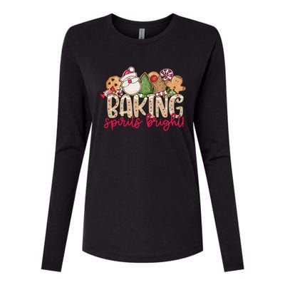 Baking Spirits Bright Christmas Baker Holiday Baking Team Gift Womens Cotton Relaxed Long Sleeve T-Shirt