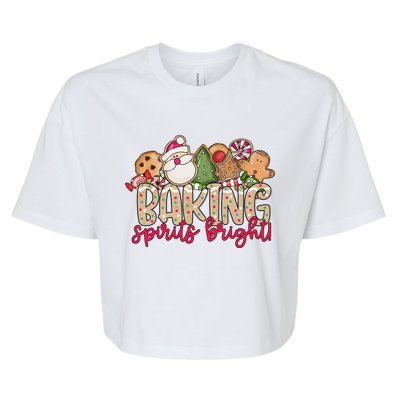 Baking Spirits Bright Christmas Baker Holiday Baking Team Gift Bella+Canvas Jersey Crop Tee