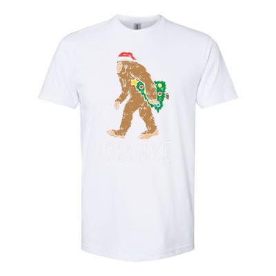 Believe Sasquatch Bigfoot Santa Hat Fun Christmas Tree Gift Softstyle® CVC T-Shirt