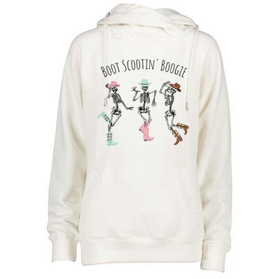 Boot Scootin Boogie Three Cow Dancing Skeletons Halloween Gift Womens Funnel Neck Pullover Hood