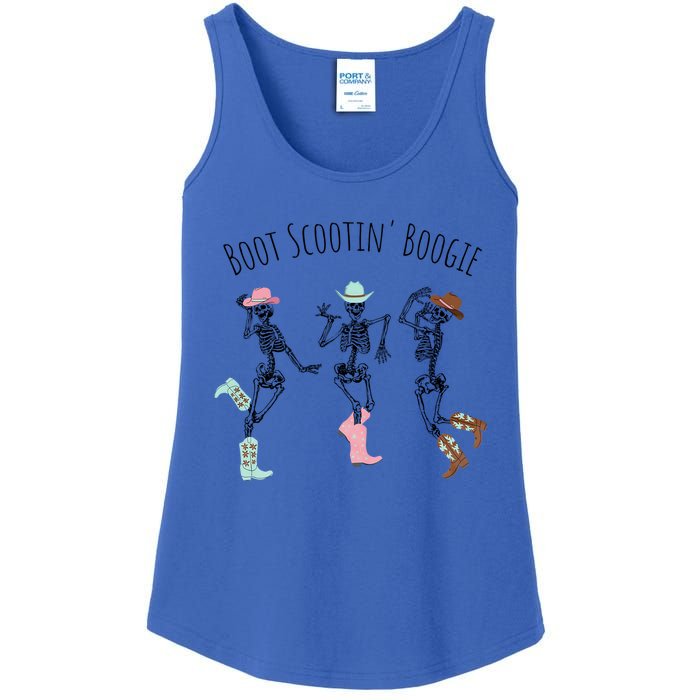 Boot Scootin Boogie Three Cow Dancing Skeletons Halloween Gift Ladies Essential Tank