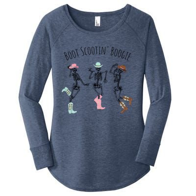 Boot Scootin Boogie Three Cow Dancing Skeletons Halloween Gift Women's Perfect Tri Tunic Long Sleeve Shirt