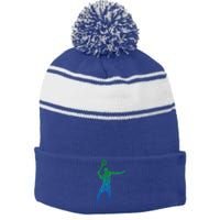 Badminton Shuttlecock Badminton Funny Gift Stripe Pom Pom Beanie