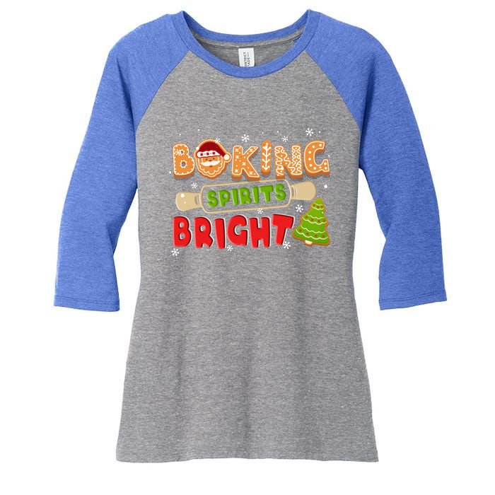 Baking Spirits Bright Christmas Funny Baker Pajama Family Gift Women's Tri-Blend 3/4-Sleeve Raglan Shirt