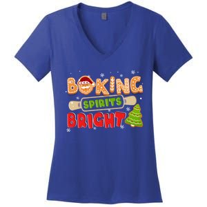 Baking Spirits Bright Christmas Funny Baker Pajama Family Gift Women's V-Neck T-Shirt