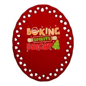 Baking Spirits Bright Christmas Funny Baker Pajama Family Gift Ceramic Oval Ornament