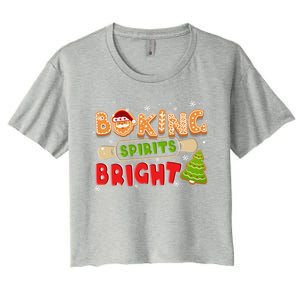 Baking Spirits Bright Christmas Funny Baker Pajama Family Gift Women's Crop Top Tee