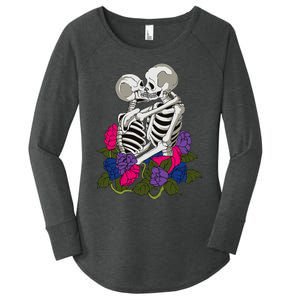 Bisexual Skeleton Bi Pride Flag Color Lgbtq Queer Women's Perfect Tri Tunic Long Sleeve Shirt