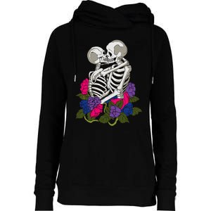 Bisexual Skeleton Bi Pride Flag Color Lgbtq Queer Womens Funnel Neck Pullover Hood