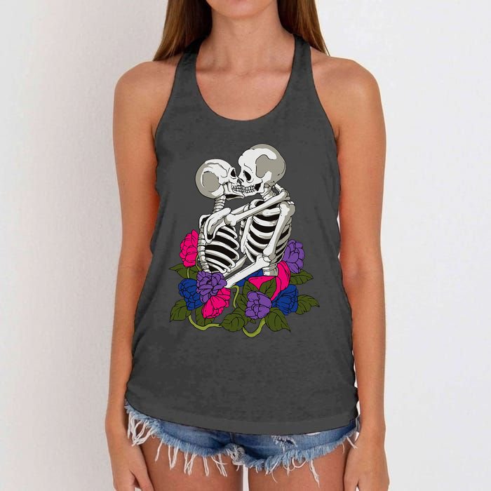 Bisexual Skeleton Bi Pride Flag Color Lgbtq Queer Women's Knotted Racerback Tank