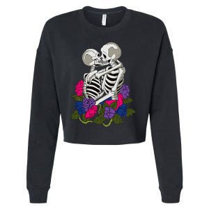 Bisexual Skeleton Bi Pride Flag Color Lgbtq Queer Cropped Pullover Crew