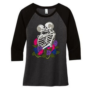 Bisexual Skeleton Bi Pride Flag Color Lgbtq Queer Women's Tri-Blend 3/4-Sleeve Raglan Shirt