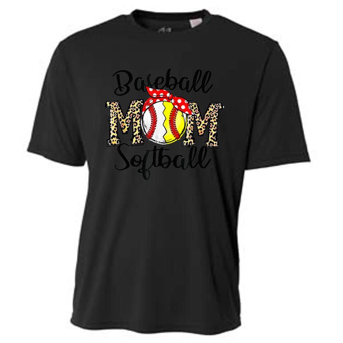 Bleached Softball Baseball Mom Leopard Tee Mothers Day Wo Cooling Performance Crew T-Shirt