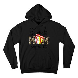 Bleached Softball Baseball Mom Leopard Tee Mothers Day Wo Hoodie