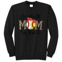 Bleached Softball Baseball Mom Leopard Tee Mothers Day Wo Sweatshirt