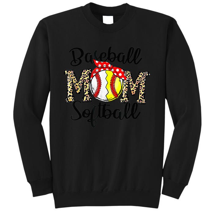 Bleached Softball Baseball Mom Leopard Tee Mothers Day Wo Sweatshirt