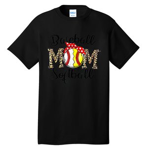 Bleached Softball Baseball Mom Leopard Tee Mothers Day Wo Tall T-Shirt