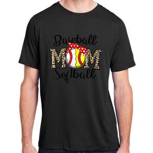 Bleached Softball Baseball Mom Leopard Tee Mothers Day Wo Adult ChromaSoft Performance T-Shirt