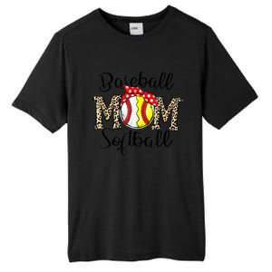 Bleached Softball Baseball Mom Leopard Tee Mothers Day Wo Tall Fusion ChromaSoft Performance T-Shirt