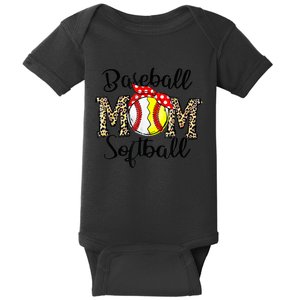 Bleached Softball Baseball Mom Leopard Tee Mothers Day Wo Baby Bodysuit