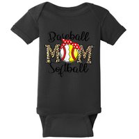 Bleached Softball Baseball Mom Leopard Tee Mothers Day Wo Baby Bodysuit