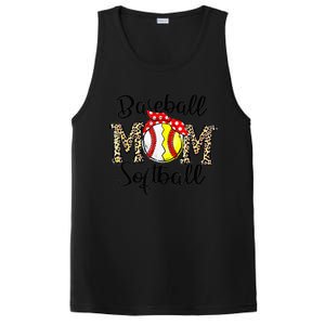 Bleached Softball Baseball Mom Leopard Tee Mothers Day Wo PosiCharge Competitor Tank