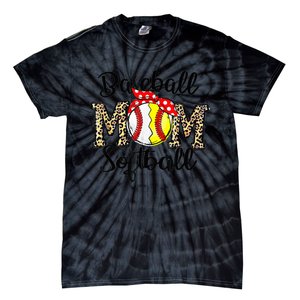 Bleached Softball Baseball Mom Leopard Tee Mothers Day Wo Tie-Dye T-Shirt