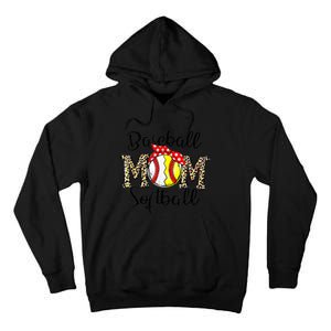 Bleached Softball Baseball Mom Leopard Tee Mothers Day Wo Tall Hoodie