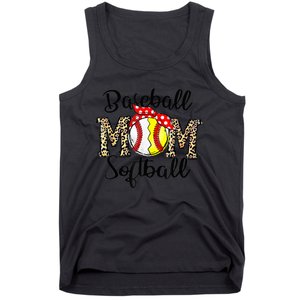 Bleached Softball Baseball Mom Leopard Tee Mothers Day Wo Tank Top