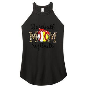 Bleached Softball Baseball Mom Leopard Tee Mothers Day Wo Women's Perfect Tri Rocker Tank