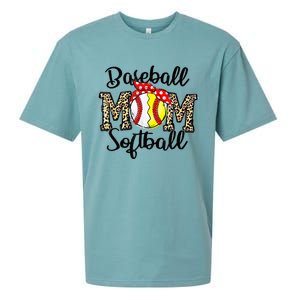 Bleached Softball Baseball Mom Leopard Tee Mothers Day Wo Sueded Cloud Jersey T-Shirt