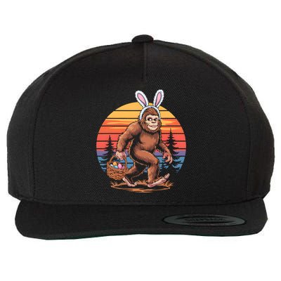 Bigfoot Sasquatch Bunny Easter Eggs Retro  Wool Snapback Cap