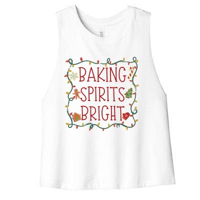 Baking Spirits Bright Cookies Christmas Holiday Baker Funny Gift Women's Racerback Cropped Tank