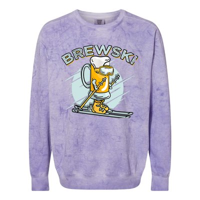 Brewski - Skiing Beer for Winter Sport Colorblast Crewneck Sweatshirt