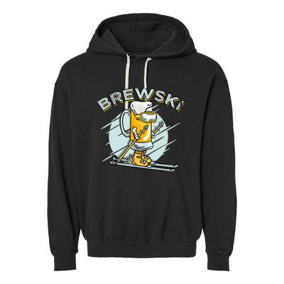 Brewski - Skiing Beer for Winter Sport Garment-Dyed Fleece Hoodie