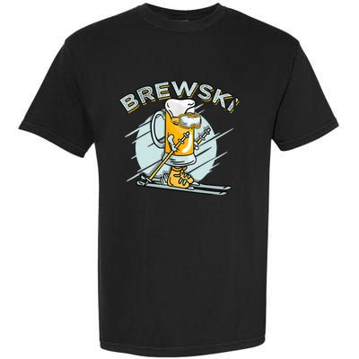 Brewski - Skiing Beer for Winter Sport Garment-Dyed Heavyweight T-Shirt