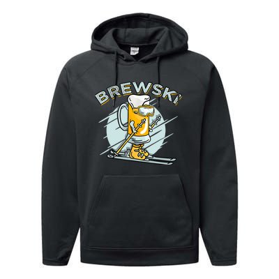 Brewski - Skiing Beer for Winter Sport Performance Fleece Hoodie