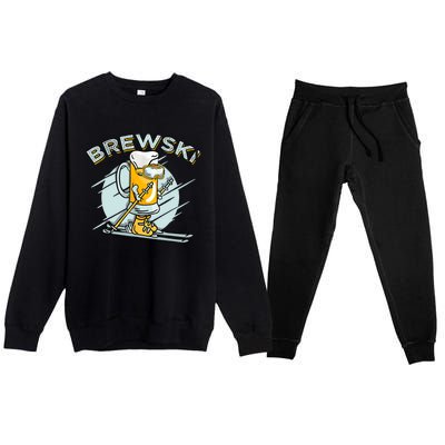 Brewski - Skiing Beer for Winter Sport Premium Crewneck Sweatsuit Set