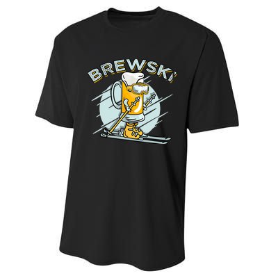 Brewski - Skiing Beer for Winter Sport Performance Sprint T-Shirt