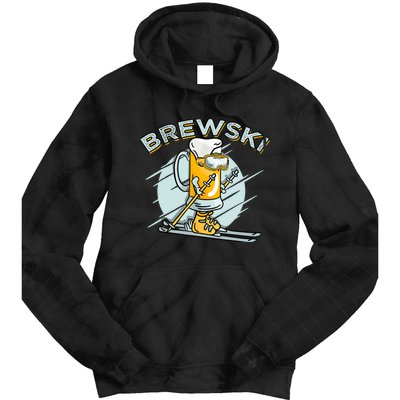 Brewski - Skiing Beer for Winter Sport Tie Dye Hoodie