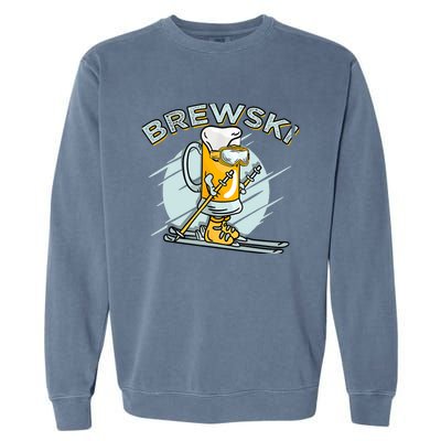 Brewski - Skiing Beer for Winter Sport Garment-Dyed Sweatshirt