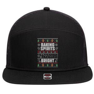 Baking Spirits Bright Funny Christmas Ugly Baker Team Squad Cool Gift 7 Panel Mesh Trucker Snapback Hat