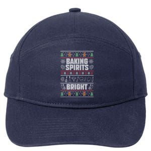 Baking Spirits Bright Funny Christmas Ugly Baker Team Squad Cool Gift 7-Panel Snapback Hat