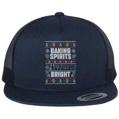 Baking Spirits Bright Funny Christmas Ugly Baker Team Squad Cool Gift Flat Bill Trucker Hat